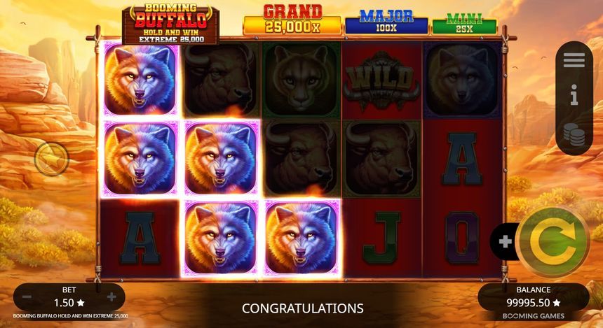 Booming Buffalo Hold and Win Extreme 25,000 — kuvakaappaus pelistä