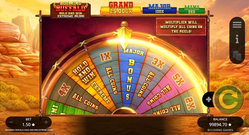 Booming Buffalo Hold and Win Extreme 25,000 — kuvakaappaus pelistä