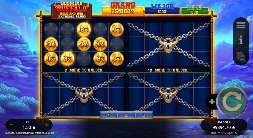 Booming Buffalo Hold and Win Extreme 25,000 — kuvakaappaus pelistä