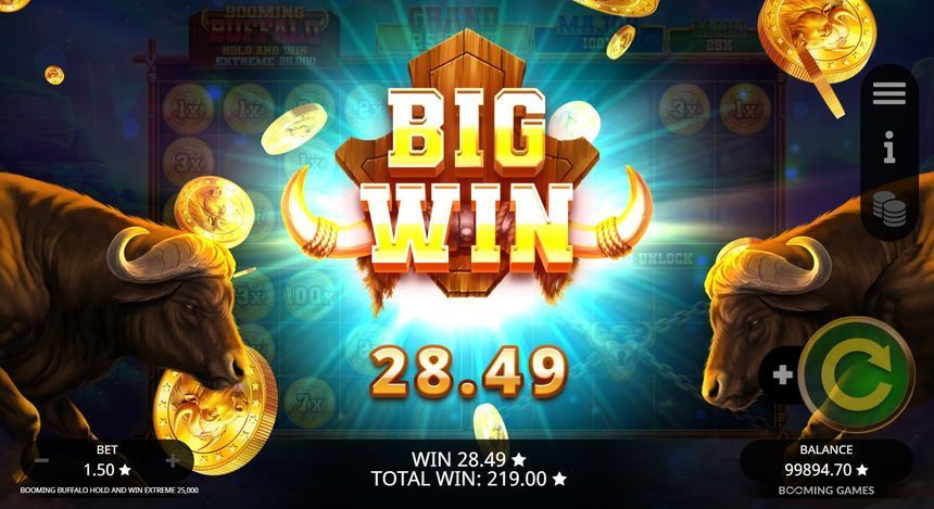 Booming Buffalo Hold and Win Extreme 25,000 — kuvakaappaus pelistä